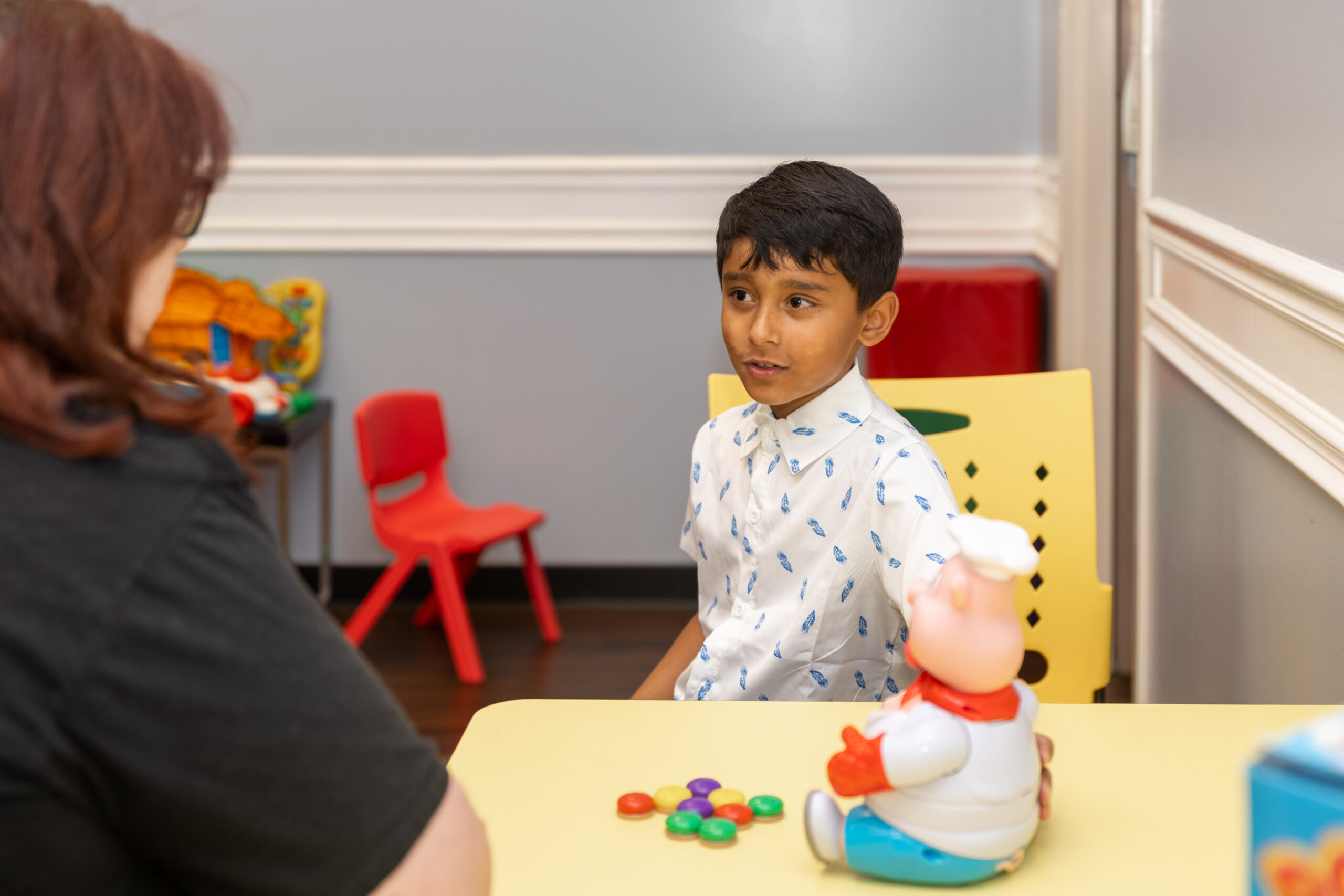 Speech therapy session with child patient