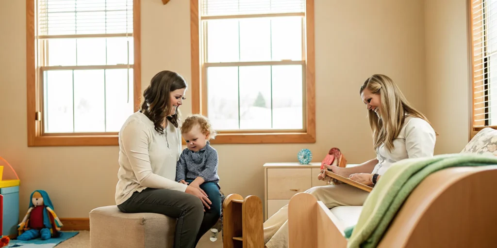 Parent and therapist preparing for an ABA therapy session