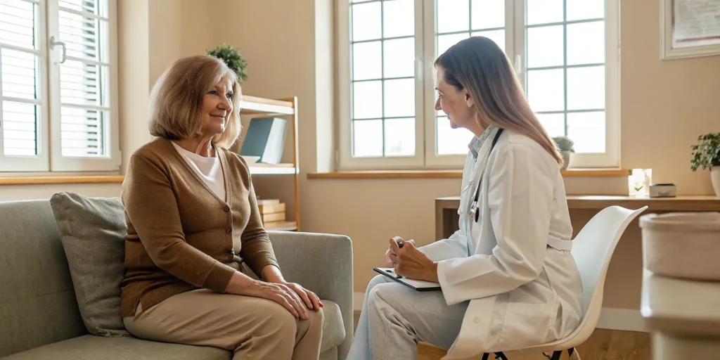 A compassionate doctor discussing a same day sick visit with a patient at Preferred Medical Group